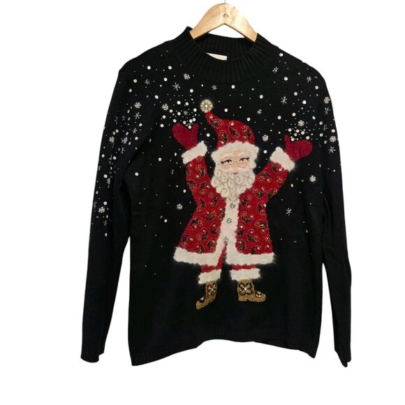 Vintage SUSAN BRISTOL Christmas Sweater Old World Santa Hand‎  Angora Blend XL - Picture 5 of 7